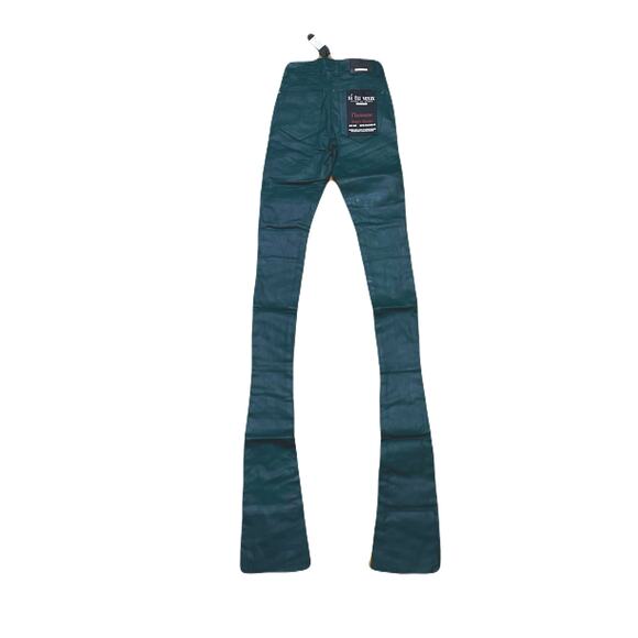 Si Tu Veux Hunter Green Wax Gordon Jeans Superstack Size 30 - Picture 2 of 4